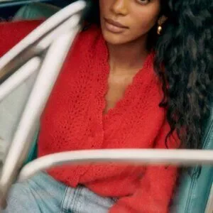 Sezane Angelie Cardigan Bright Red - Size XXS